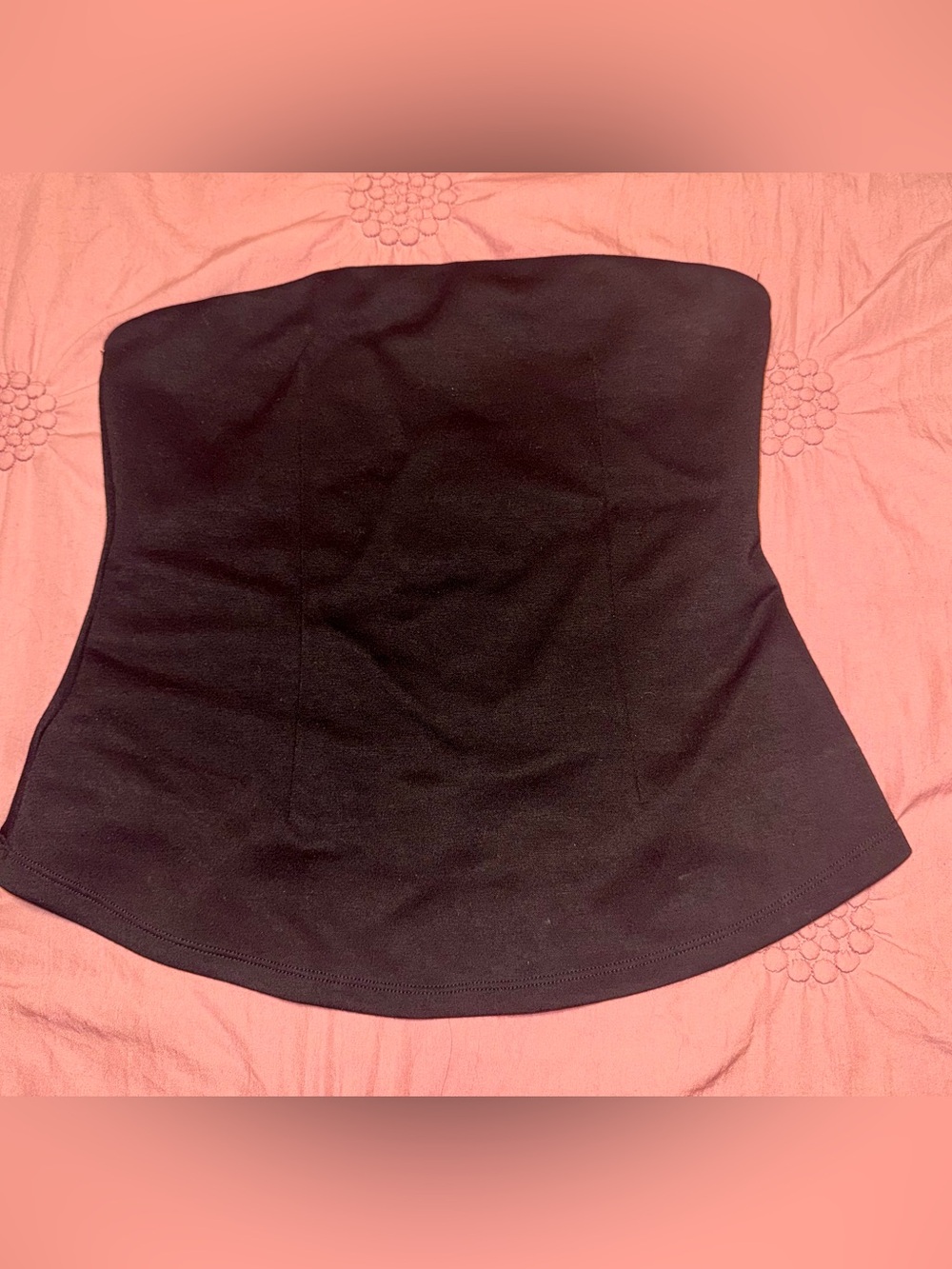 Black Strapless Peplum Tube Top